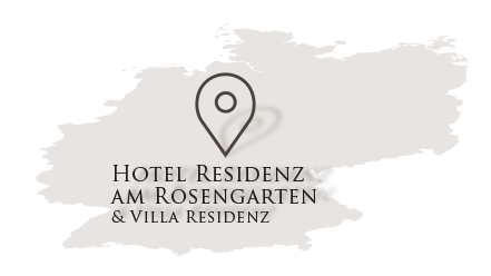 Deutschlandkarte mit markierter Lage des Hotels Residenz am Rosengarten in Bad Kissingen